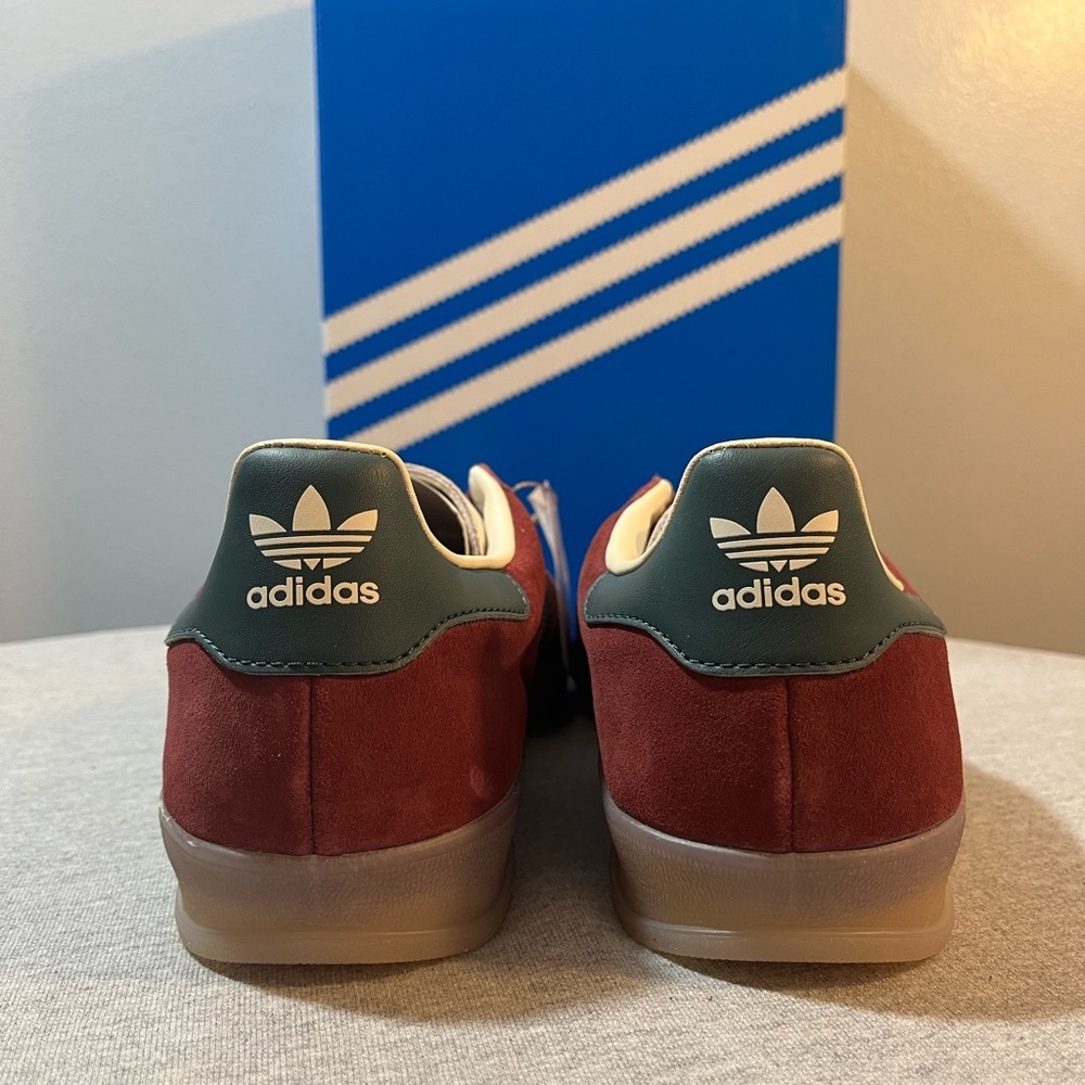 Adidas Gazelle Indoor Burgundy Red Green Gum Bottom Retro Men's Size 10.5 JH5403 - Picture 5 of 11